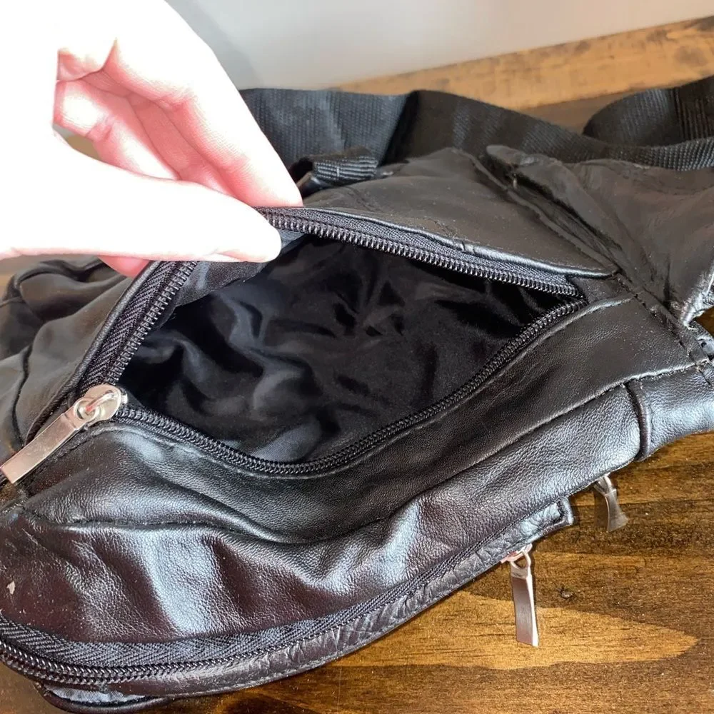 Covington Black Leather Messenger Bag NEW